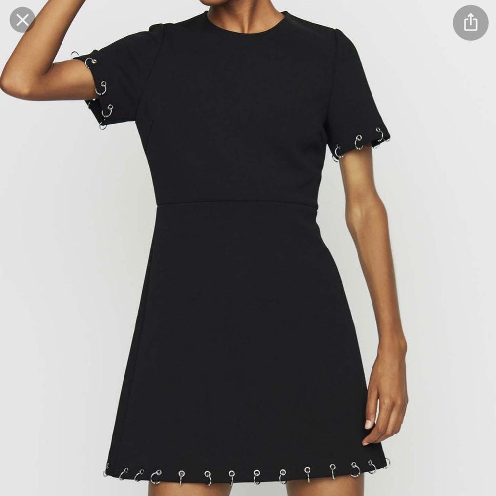 Maje Crepe Ring Dress with eyelets and rings